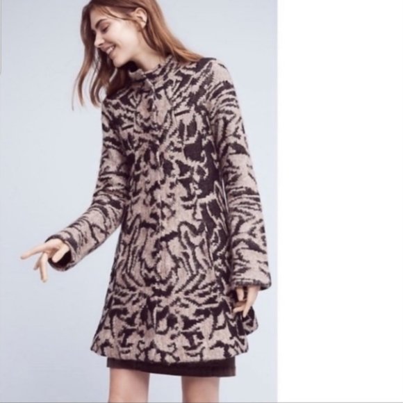 Anthropologie Field Flower Jacquard Sweater Coat - Picture 1 of 9